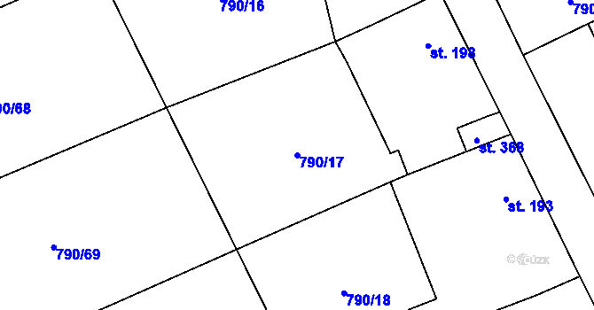 Parcela st. 790/17 v KÚ Tuchořice, Katastrální mapa