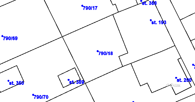 Parcela st. 790/18 v KÚ Tuchořice, Katastrální mapa