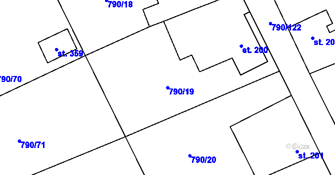 Parcela st. 790/19 v KÚ Tuchořice, Katastrální mapa