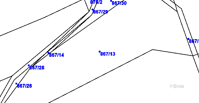 Parcela st. 867/13 v KÚ Tuchořice, Katastrální mapa