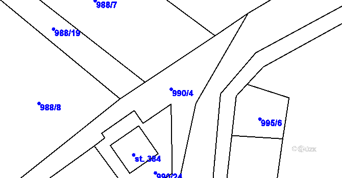 Parcela st. 990/4 v KÚ Tuchořice, Katastrální mapa