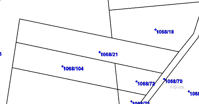 Parcela st. 1068/21 v KÚ Tuchořice, Katastrální mapa