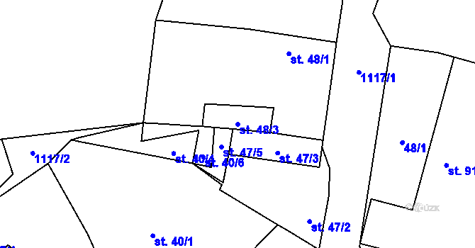 Parcela st. 48/3 v KÚ Tuchořice, Katastrální mapa