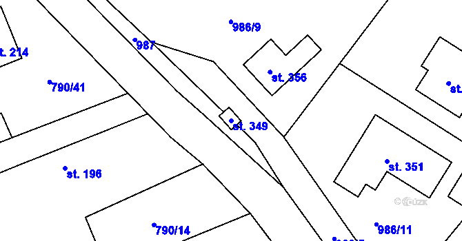Parcela st. 349 v KÚ Tuchořice, Katastrální mapa