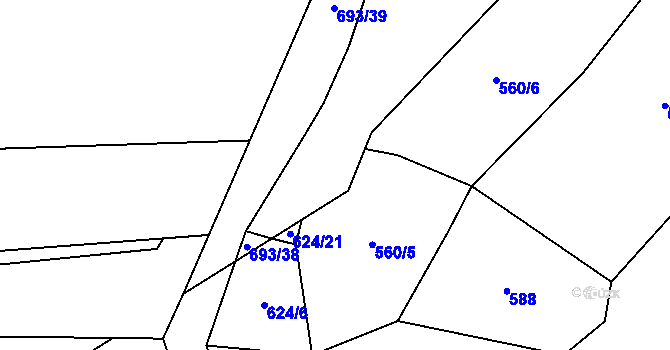 Parcela st. 693/36 v KÚ Tuchořice, Katastrální mapa