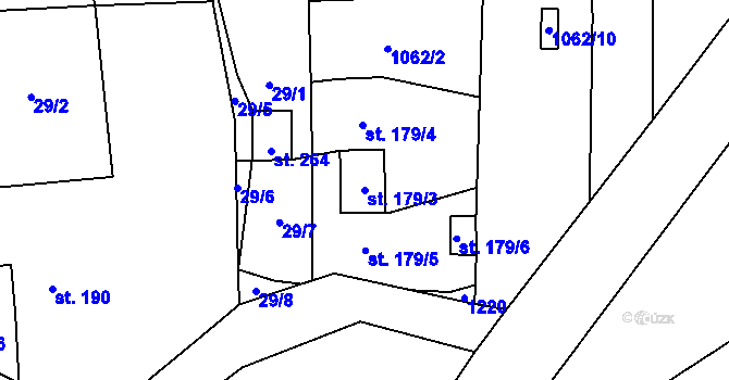 Parcela st. 179/3 v KÚ Tuchořice, Katastrální mapa