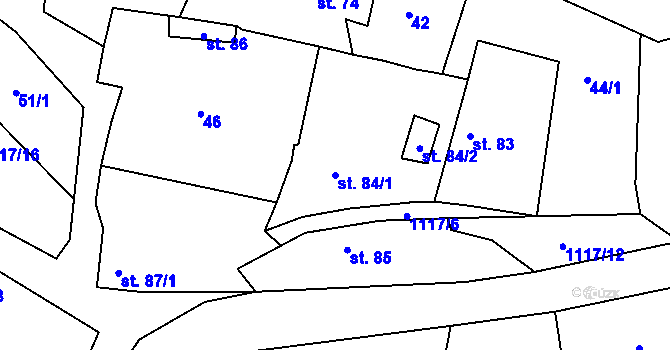 Parcela st. 84/1 v KÚ Tuchořice, Katastrální mapa