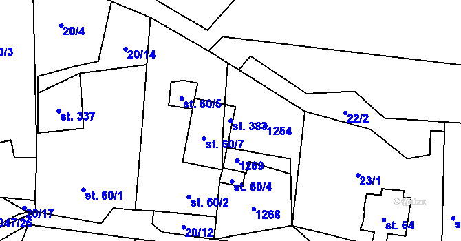 Parcela st. 383 v KÚ Tuchořice, Katastrální mapa