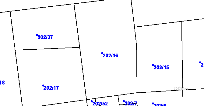 Parcela st. 202/16 v KÚ Tlustovousy, Katastrální mapa