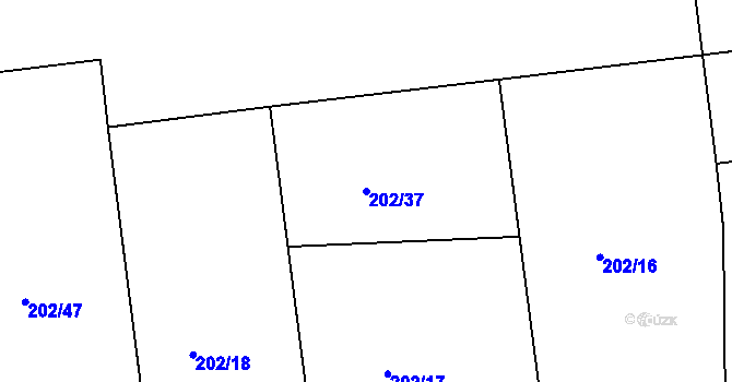 Parcela st. 202/37 v KÚ Tlustovousy, Katastrální mapa
