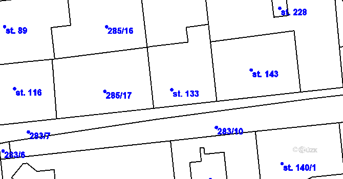 Parcela st. 133 v KÚ Tuklaty, Katastrální mapa