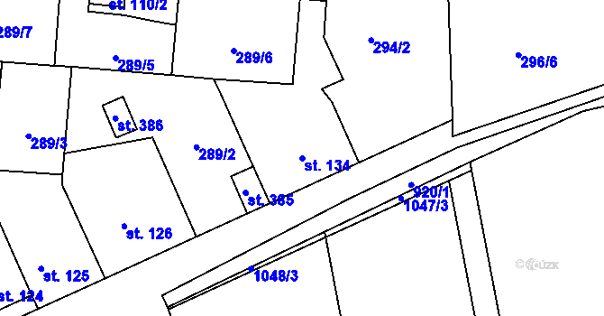 Parcela st. 134 v KÚ Tuklaty, Katastrální mapa