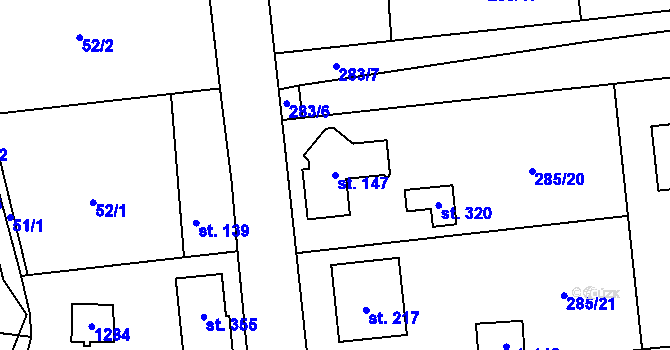 Parcela st. 147 v KÚ Tuklaty, Katastrální mapa