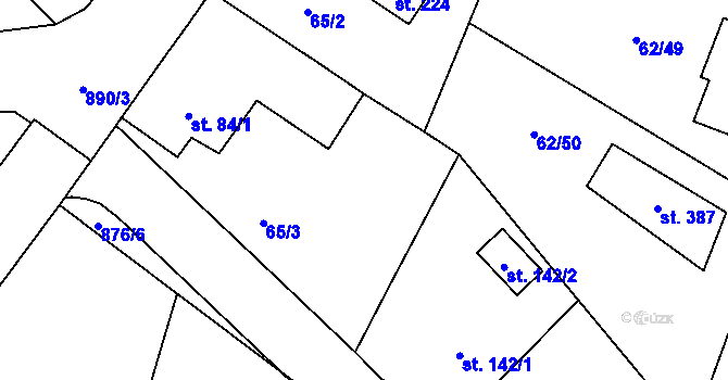 Parcela st. 65/4 v KÚ Tuklaty, Katastrální mapa