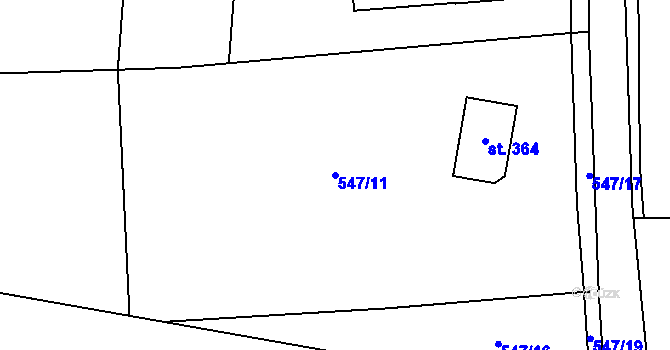 Parcela st. 547/11 v KÚ Tuklaty, Katastrální mapa