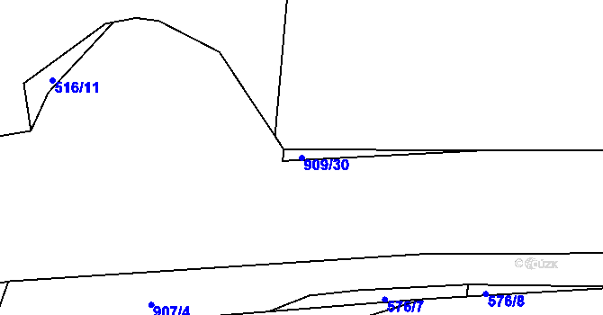 Parcela st. 909/30 v KÚ Tuklaty, Katastrální mapa