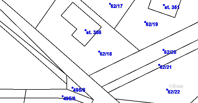 Parcela st. 62/18 v KÚ Tuklaty, Katastrální mapa