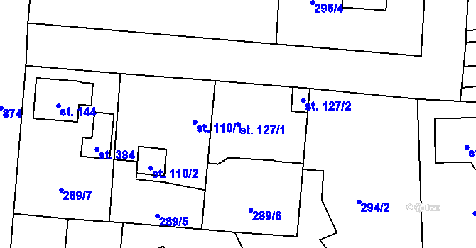 Parcela st. 127/1 v KÚ Tuklaty, Katastrální mapa