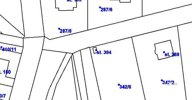 Parcela st. 394 v KÚ Tuklaty, Katastrální mapa