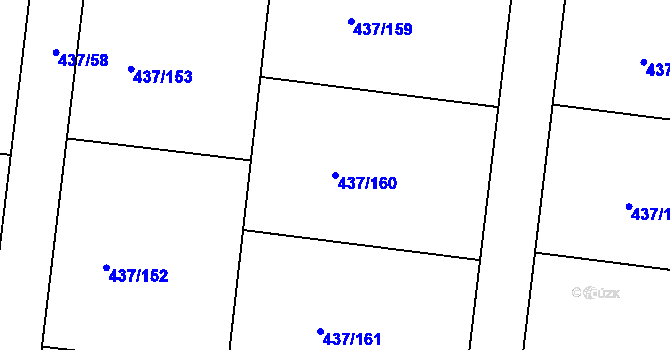 Parcela st. 437/160 v KÚ Tuklaty, Katastrální mapa