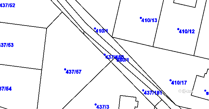 Parcela st. 437/180 v KÚ Tuklaty, Katastrální mapa