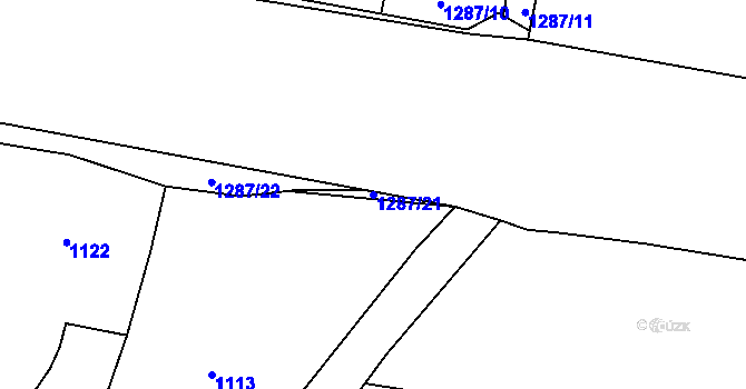 Parcela st. 1287/21 v KÚ Tuklaty, Katastrální mapa