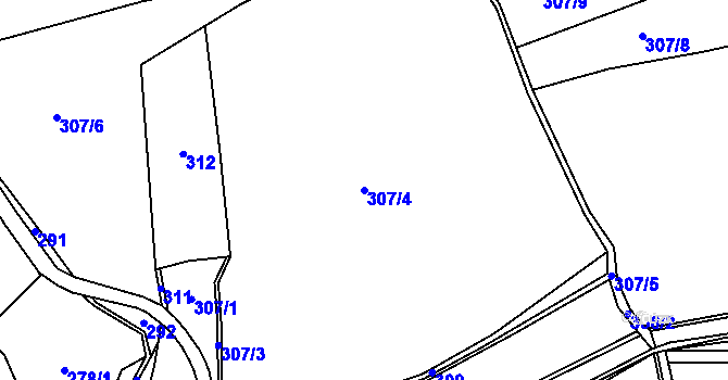 Parcela st. 307/4 v KÚ Tukleky, Katastrální mapa