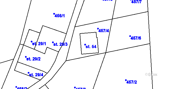 Parcela st. 54 v KÚ Tukleky, Katastrální mapa