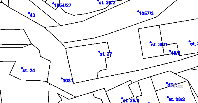 Parcela st. 27 v KÚ Tulešice, Katastrální mapa