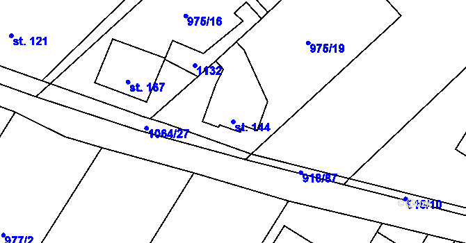 Parcela st. 144 v KÚ Tulešice, Katastrální mapa
