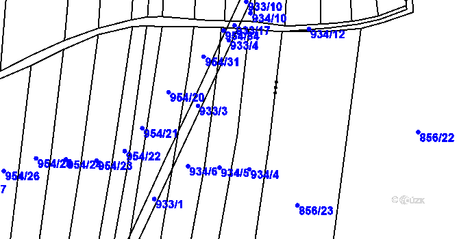 Parcela st. 934 v KÚ Tulešice, Katastrální mapa