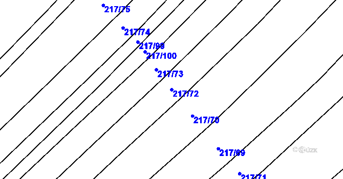 Parcela st. 217/72 v KÚ Tulešice, Katastrální mapa