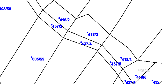 Parcela st. 437/4 v KÚ Tulešice, Katastrální mapa