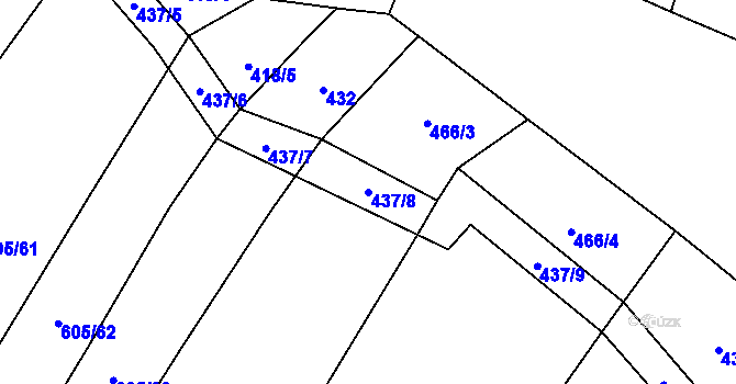 Parcela st. 437/8 v KÚ Tulešice, Katastrální mapa