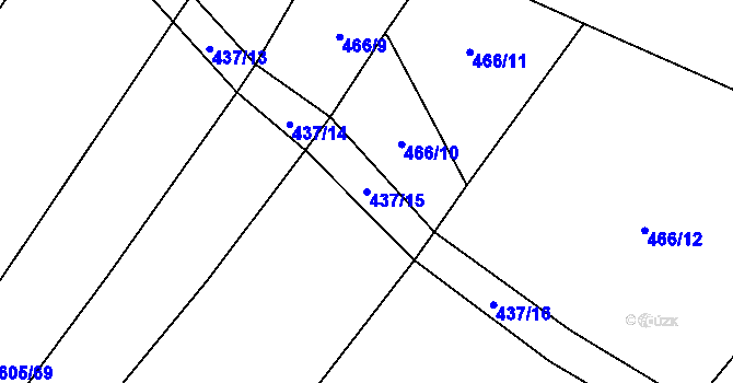 Parcela st. 437/15 v KÚ Tulešice, Katastrální mapa