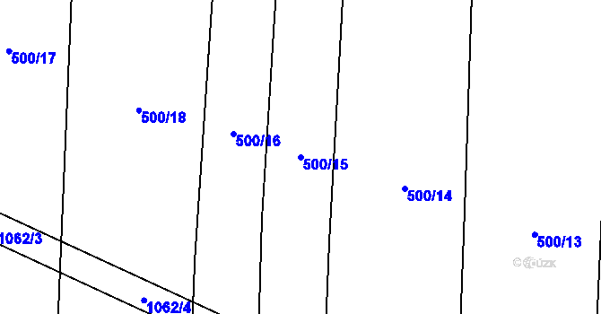 Parcela st. 500/15 v KÚ Tulešice, Katastrální mapa