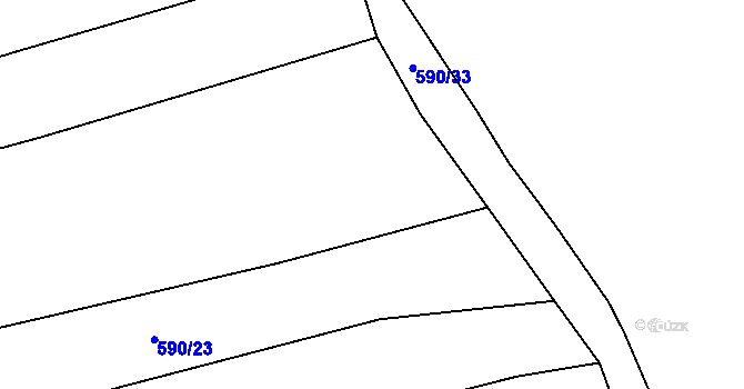 Parcela st. 590/25 v KÚ Tulešice, Katastrální mapa