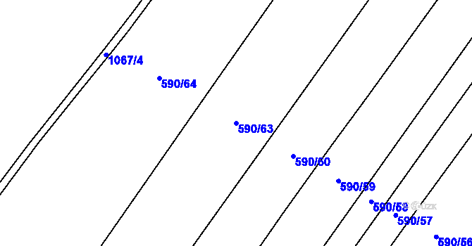 Parcela st. 590/63 v KÚ Tulešice, Katastrální mapa