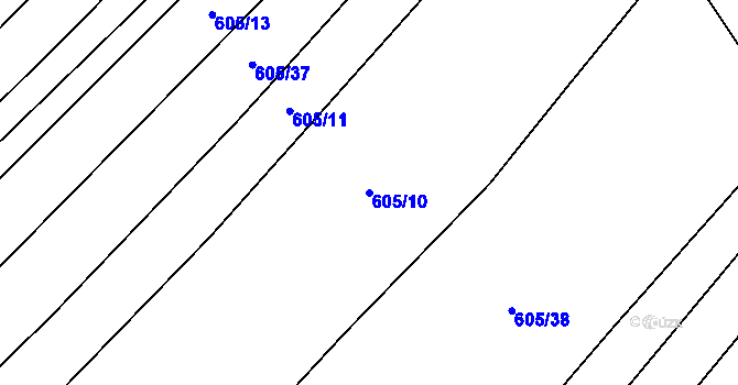 Parcela st. 605/10 v KÚ Tulešice, Katastrální mapa