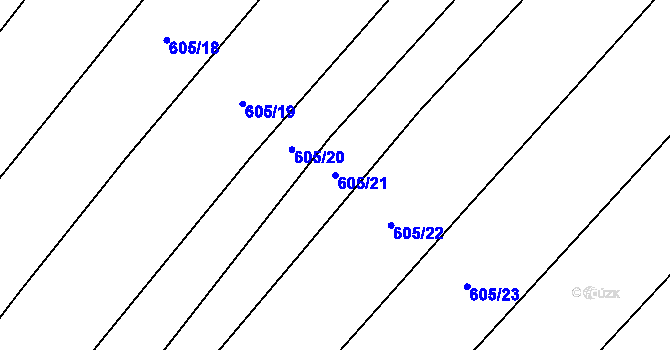 Parcela st. 605/21 v KÚ Tulešice, Katastrální mapa