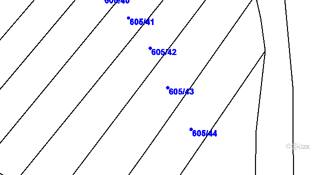 Parcela st. 605/43 v KÚ Tulešice, Katastrální mapa