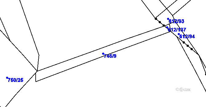 Parcela st. 746/9 v KÚ Tulešice, Katastrální mapa