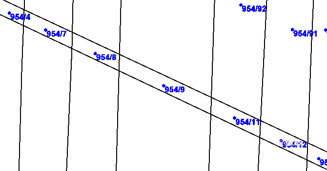 Parcela st. 954/9 v KÚ Tulešice, Katastrální mapa