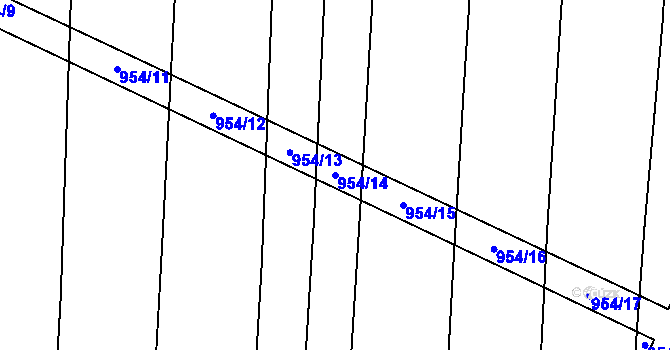 Parcela st. 954/14 v KÚ Tulešice, Katastrální mapa