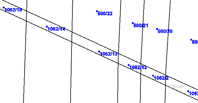 Parcela st. 1062/13 v KÚ Tulešice, Katastrální mapa