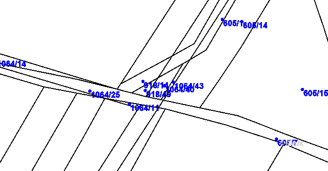 Parcela st. 1064/40 v KÚ Tulešice, Katastrální mapa