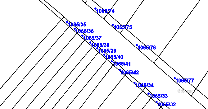 Parcela st. 1065/40 v KÚ Tulešice, Katastrální mapa