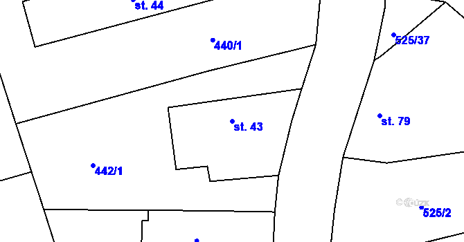 Parcela st. 43 v KÚ Tůně u Nechanic, Katastrální mapa