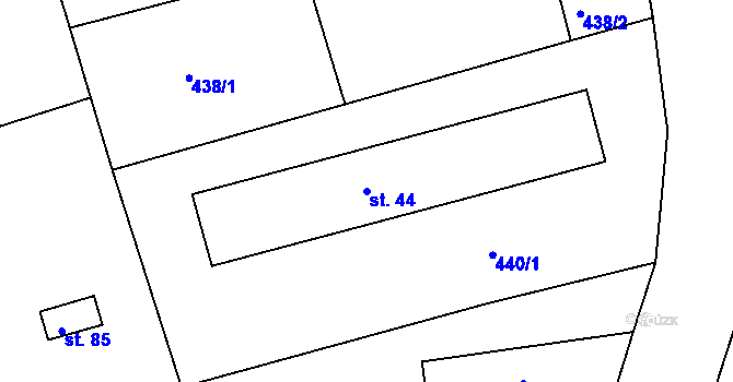 Parcela st. 44 v KÚ Tůně u Nechanic, Katastrální mapa
