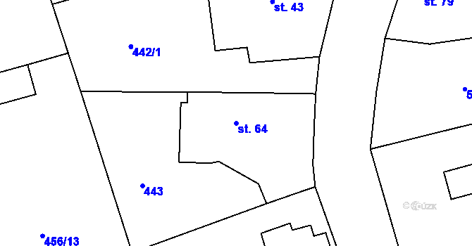 Parcela st. 64 v KÚ Tůně u Nechanic, Katastrální mapa